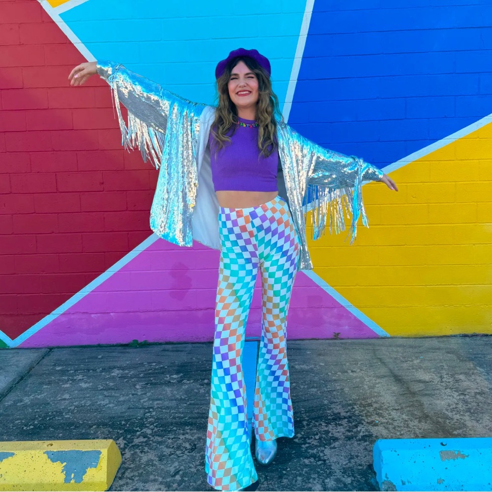 Rainbow Checkered Flair Pants